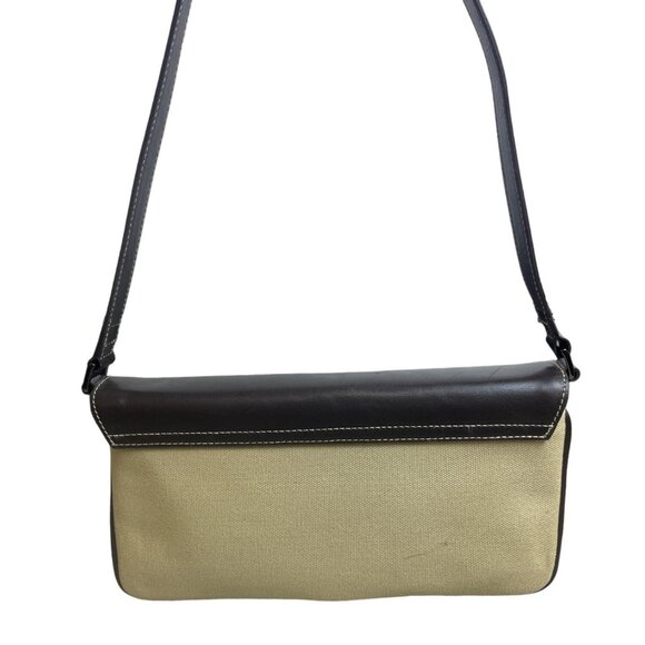 Caslon Women's  Beige and Brown Leather Shoulder Flap Bag Sz M - Picture 3 of 12